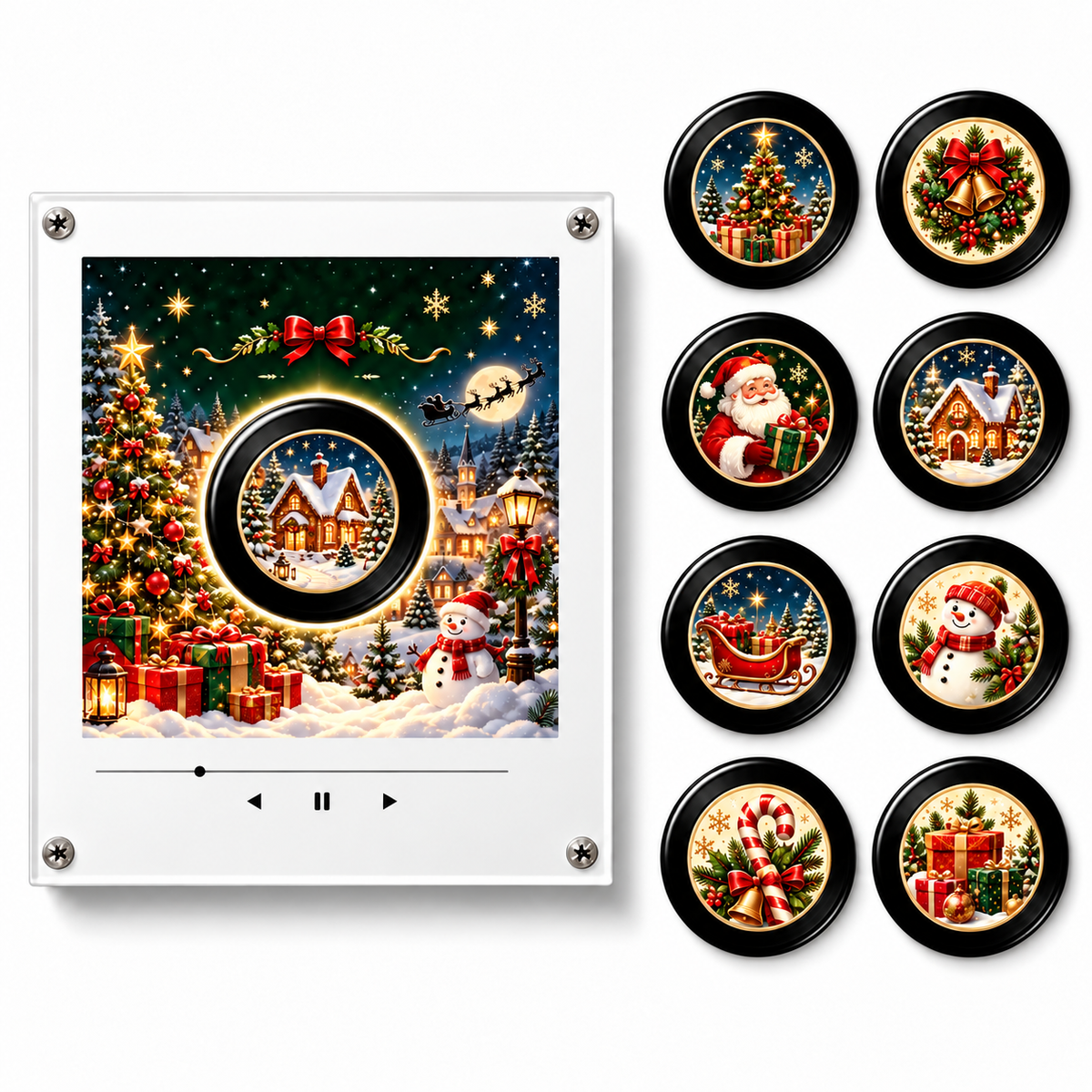 Wizualizacja promocyjna — ChristmasVinyls, świąteczny odtwarzacz NFC i osiem wzorów płytek